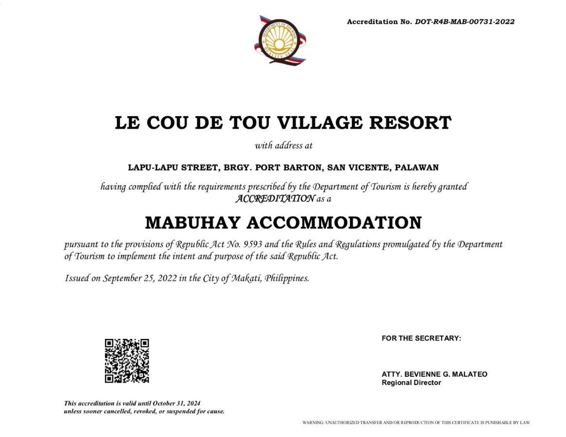Le Cou De Tou Village Resort San Vicente  Exteriör bild